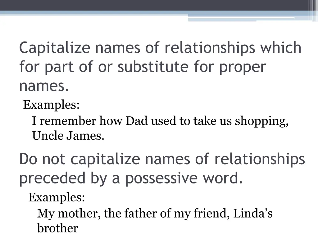 capitalize names of relationships which for part