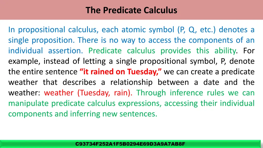 the predicate calculus