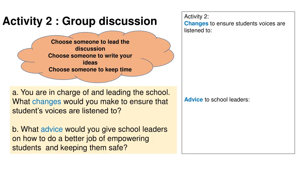 activity 2 changes to ensure students voices