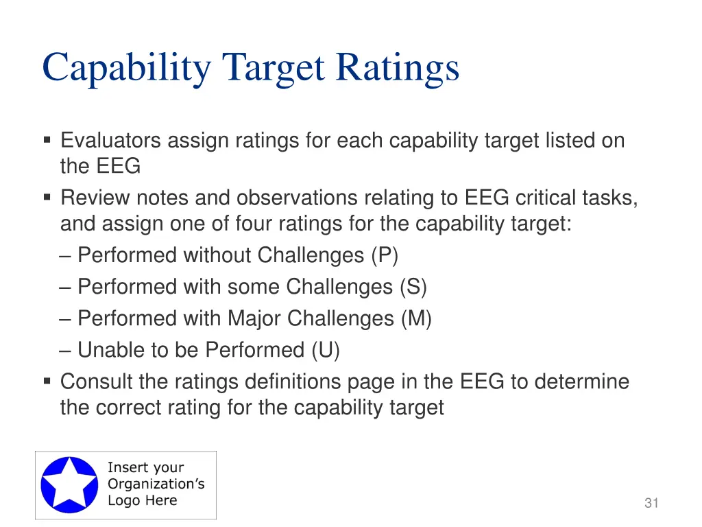 capability target ratings