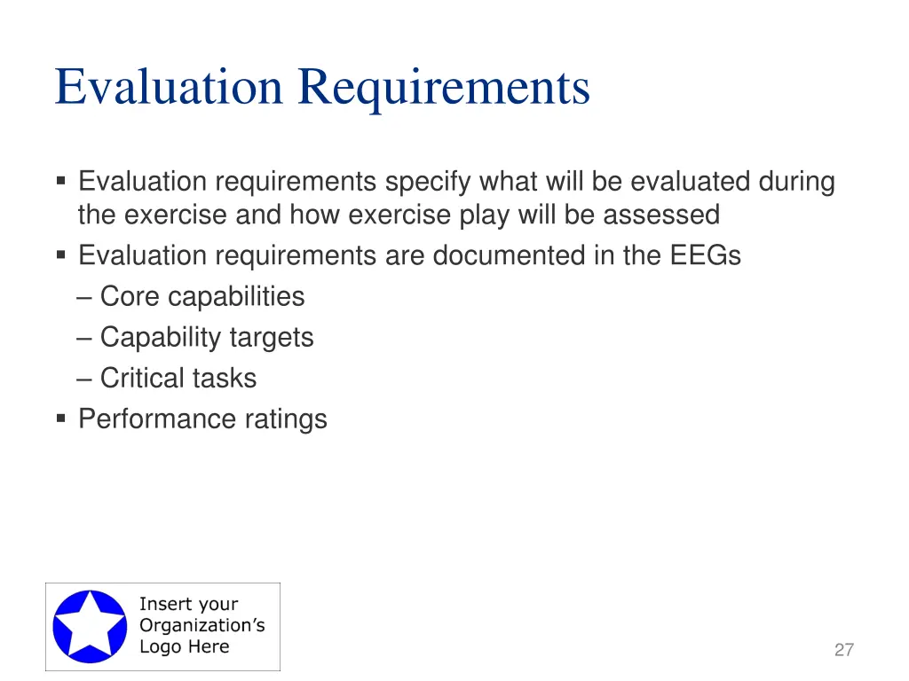 evaluation requirements