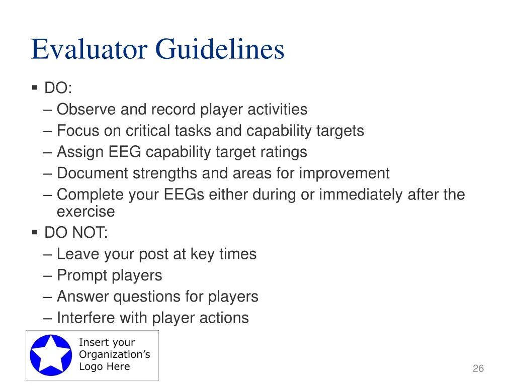 evaluator guidelines