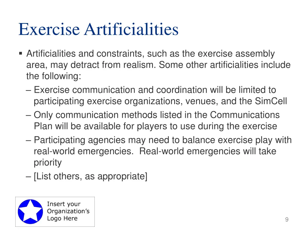 exercise artificialities