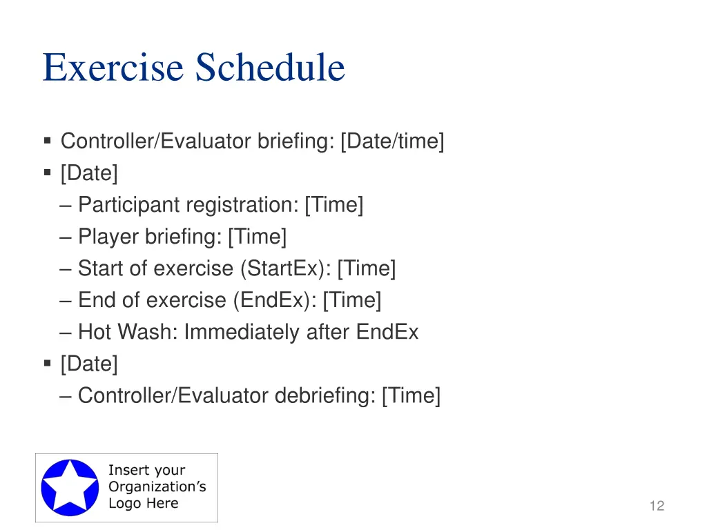 exercise schedule