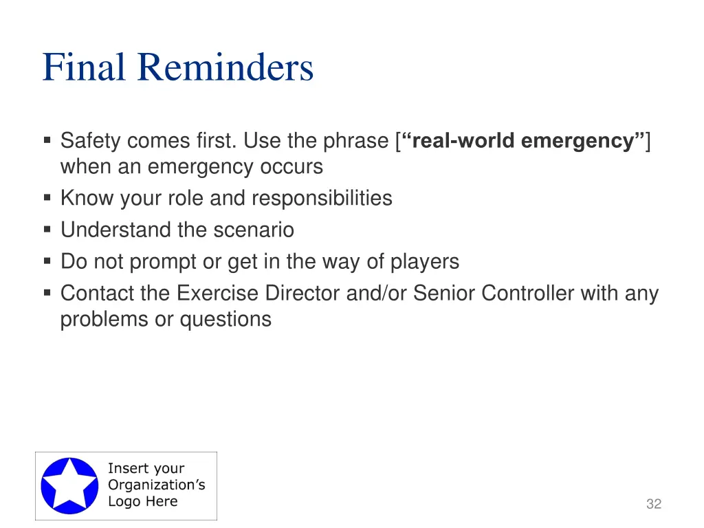 final reminders