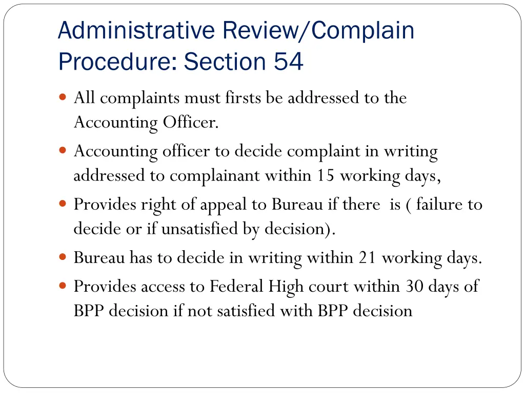 administrative review complain procedure section