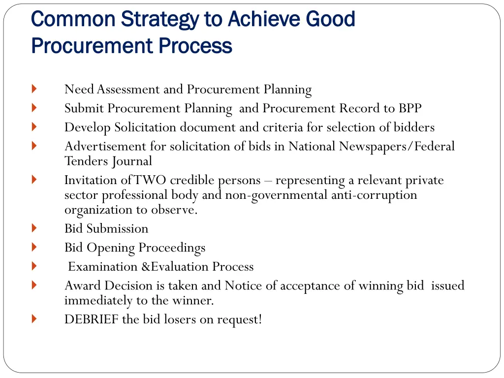 common strategy to achieve good common strategy