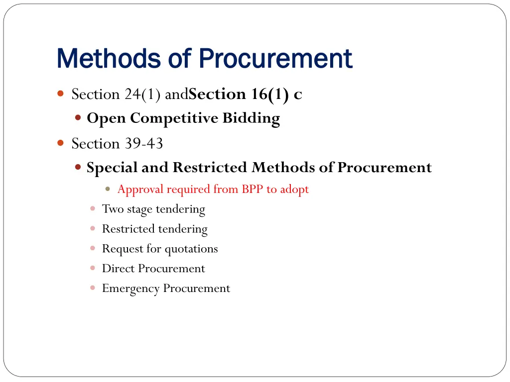 methods of procurement methods of procurement