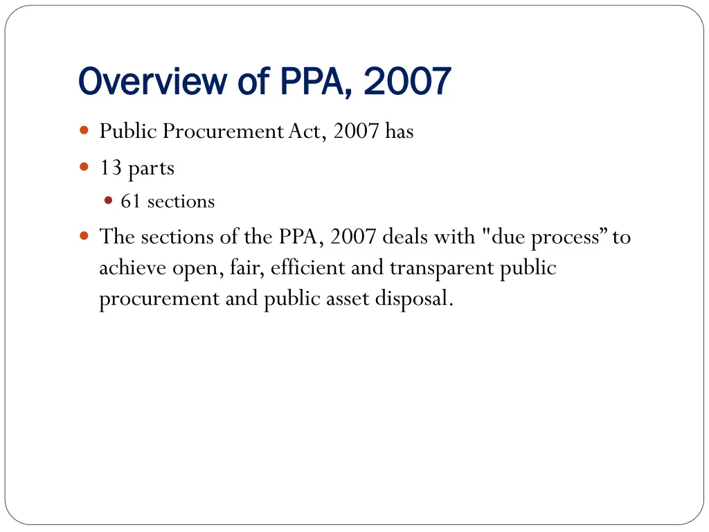 overview of ppa 2007 overview of ppa 2007