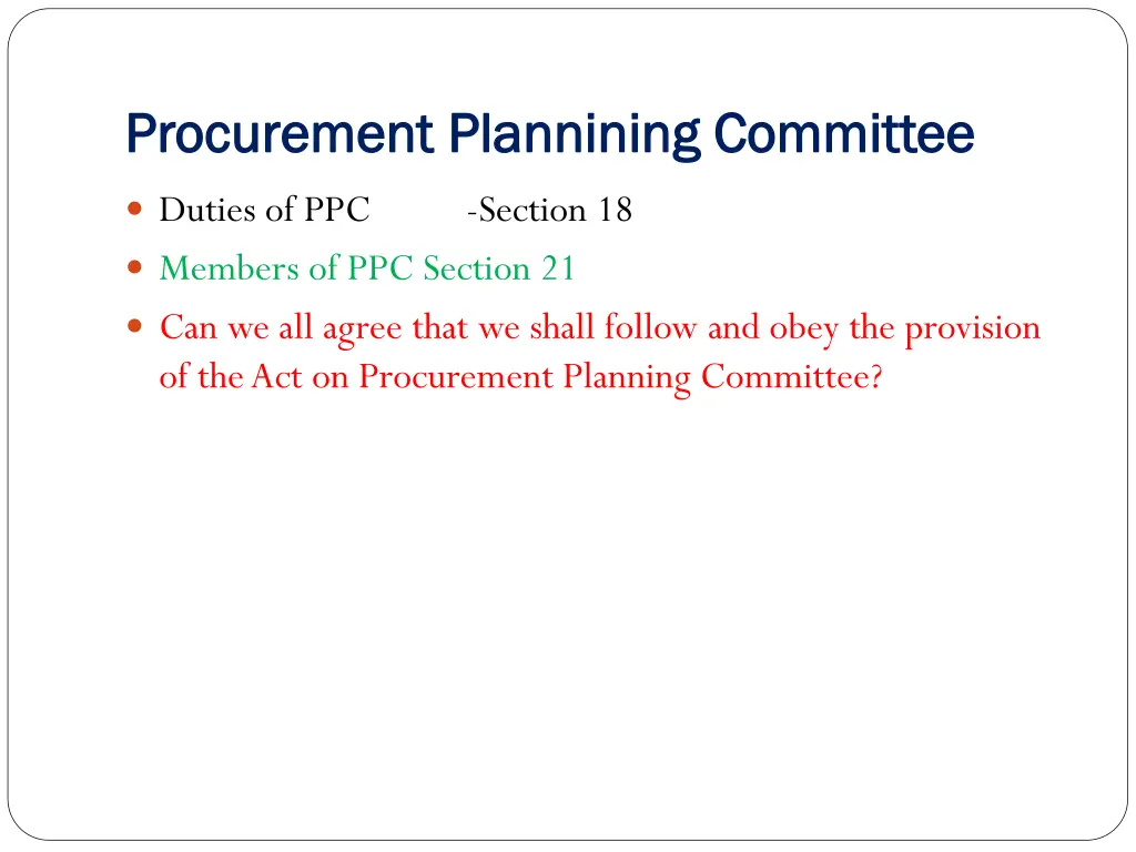 procurement plannining committee procurement