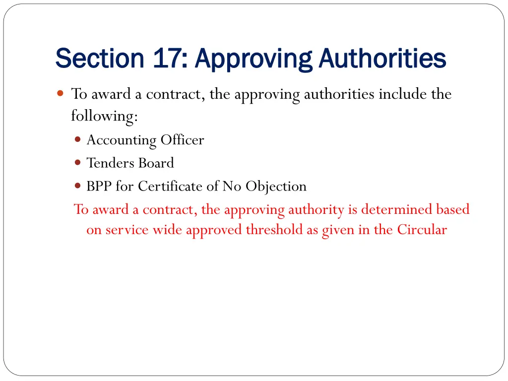 section 17 approving authorities section