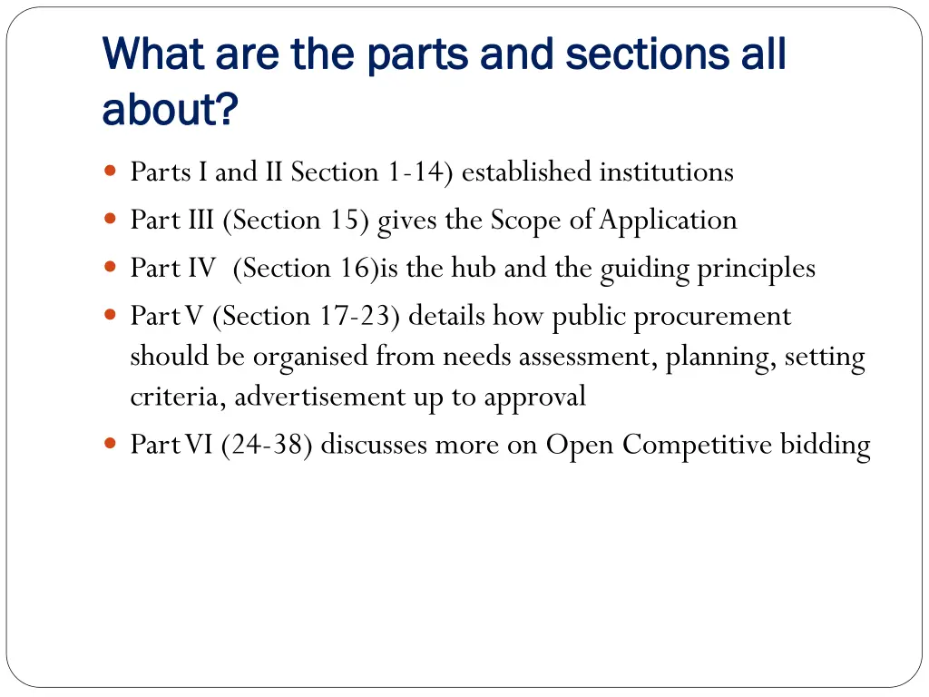 what are the parts and sections all what