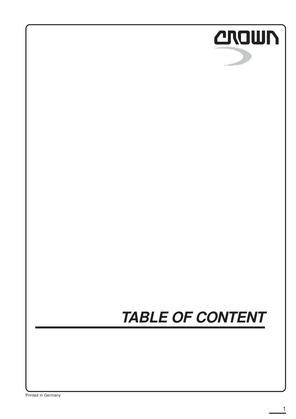 table of content