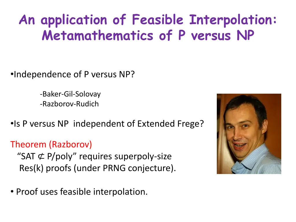 an application of feasible interpolation