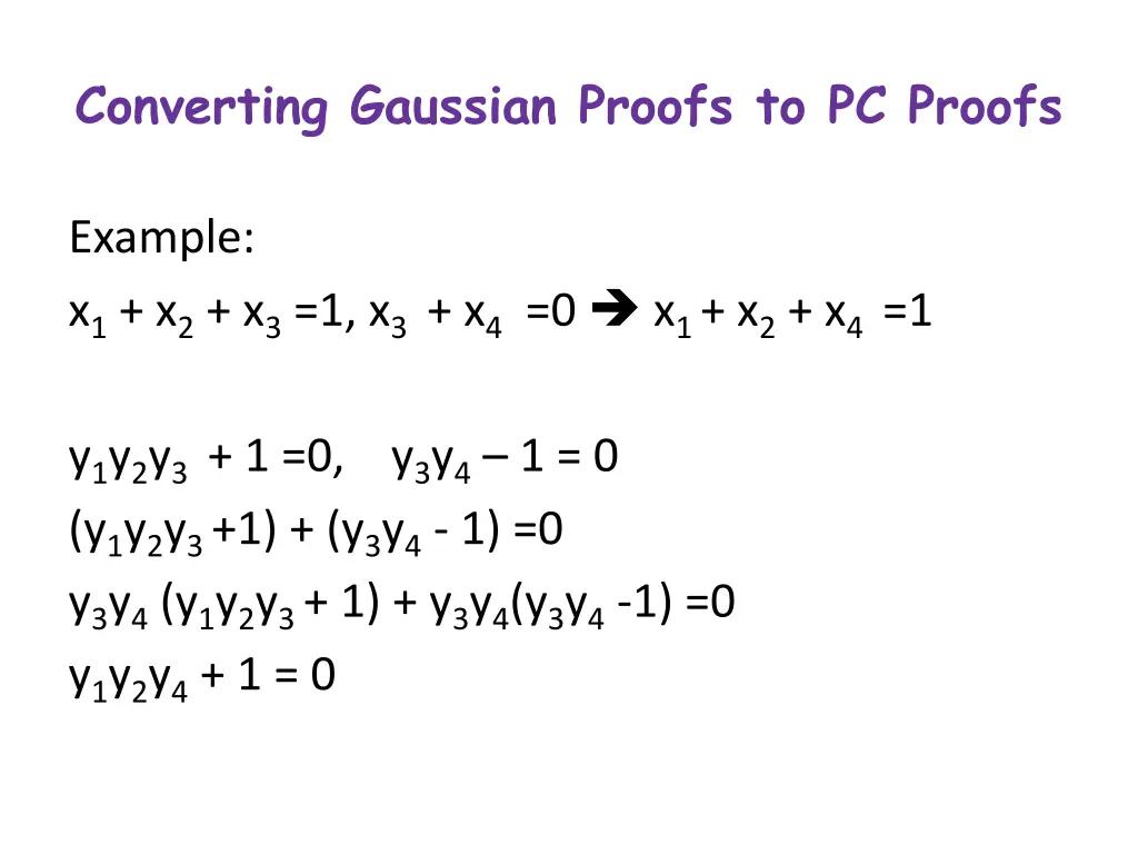 converting gaussian proofs to pc proofs 1