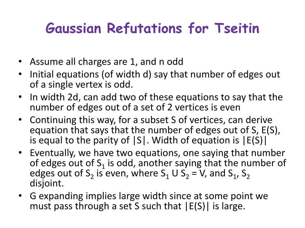 gaussian refutations for tseitin