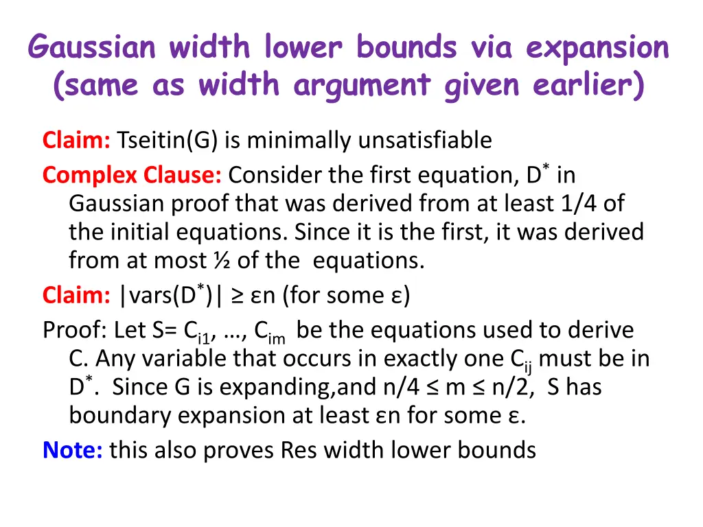 gaussian width lower bounds via expansion same