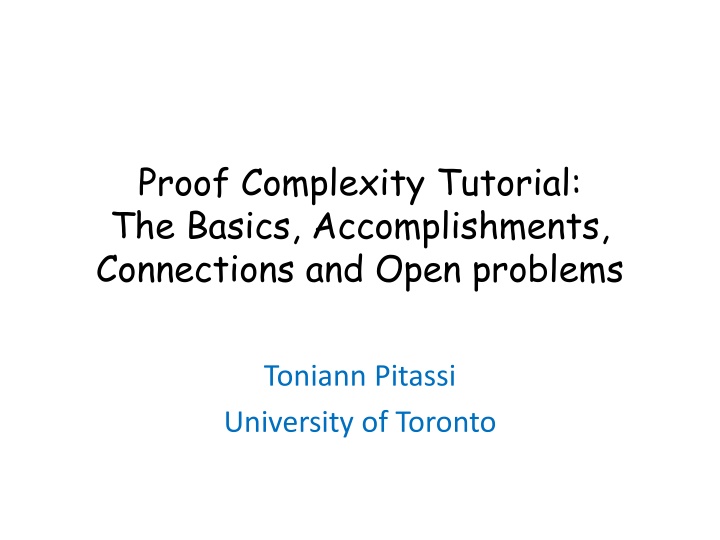 proof complexity tutorial the basics