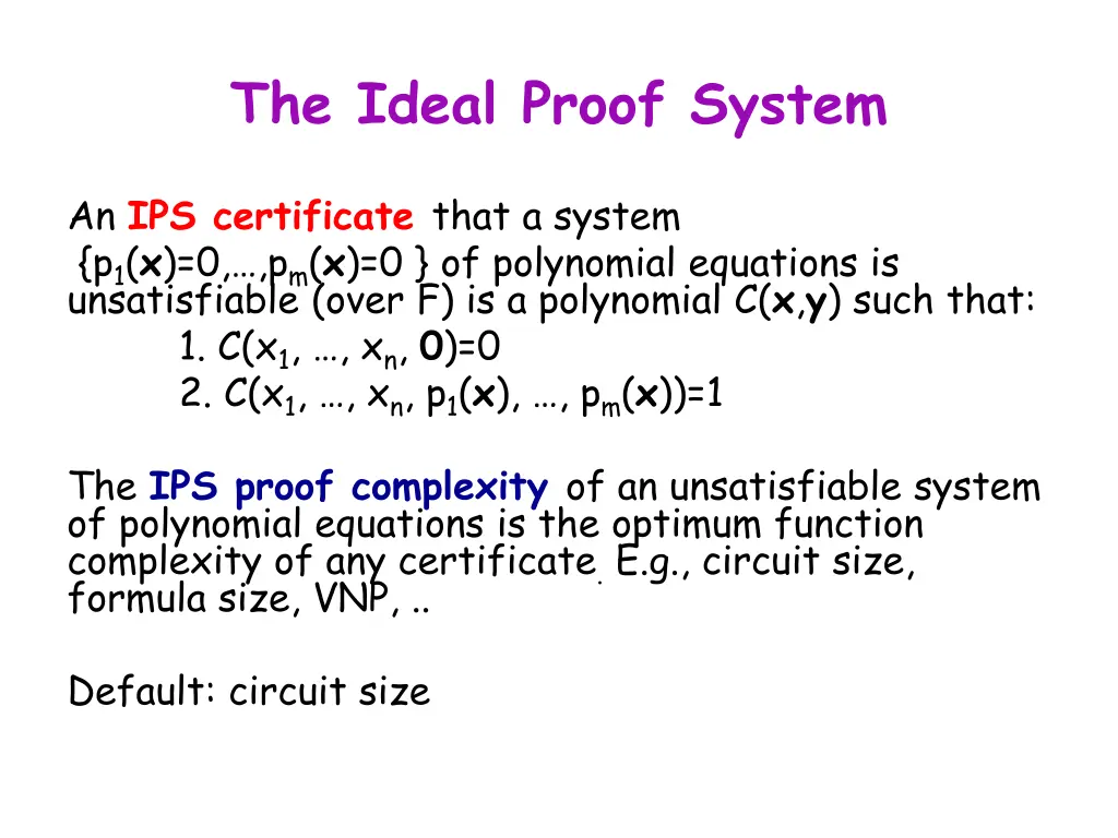 the ideal proof system