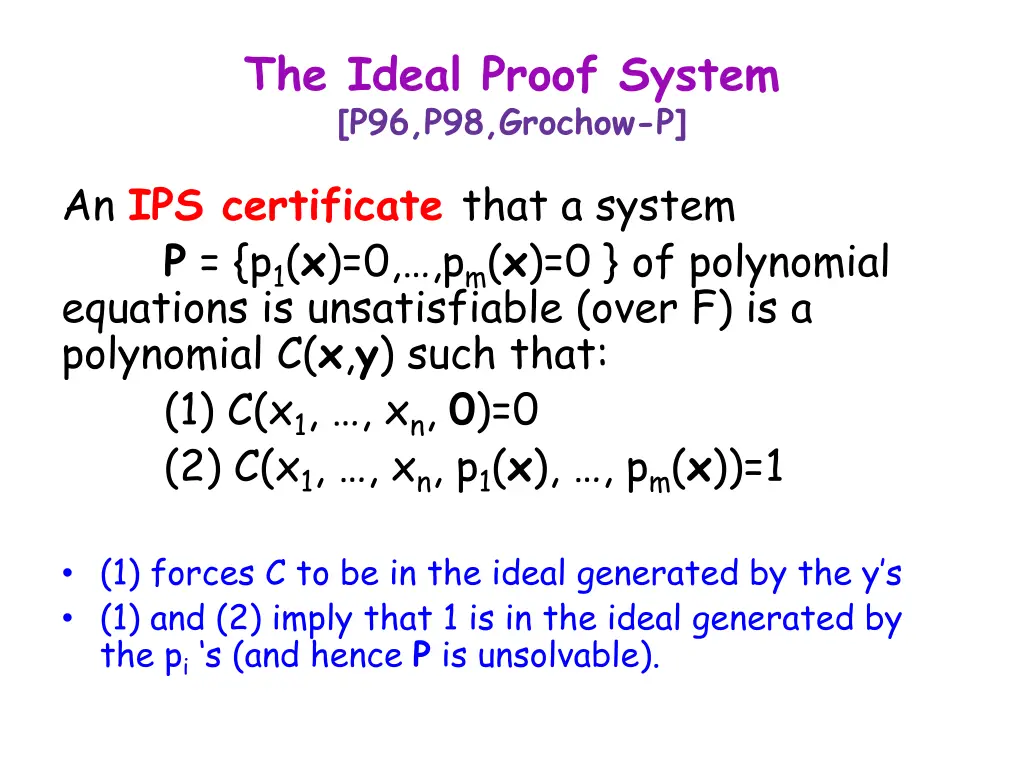 the ideal proof system p96 p98 grochow p 1