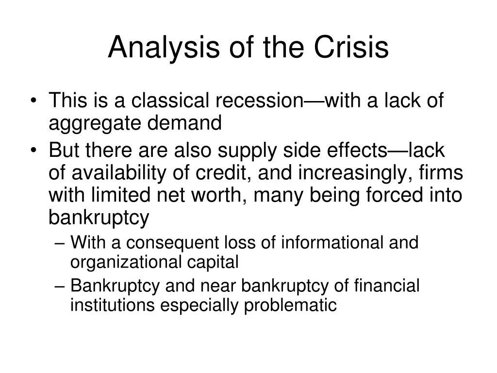 analysis of the crisis