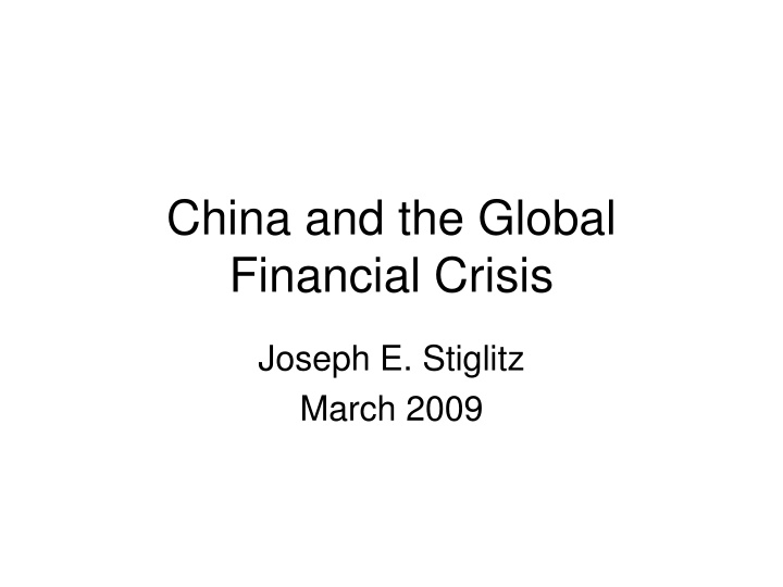 china and the global financial crisis