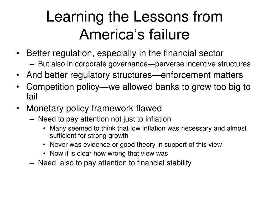 learning the lessons from america s failure