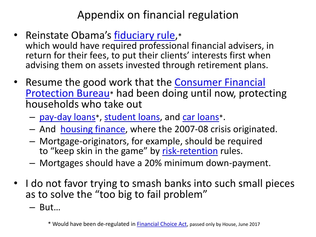 appendix on financial regulation