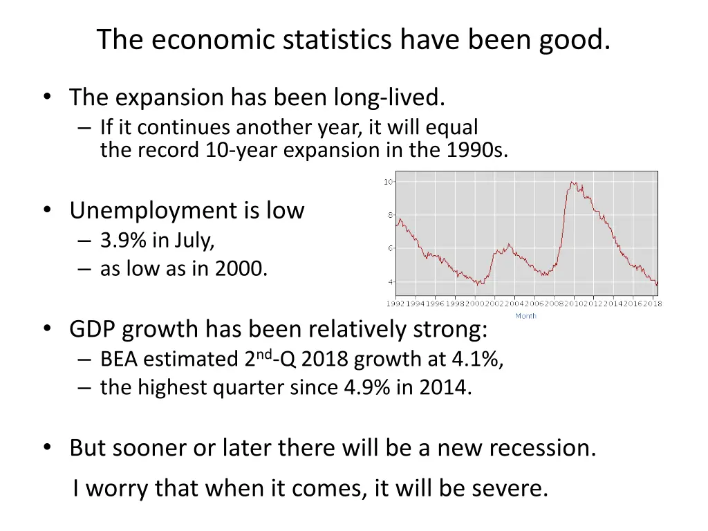 the economic statistics have been good