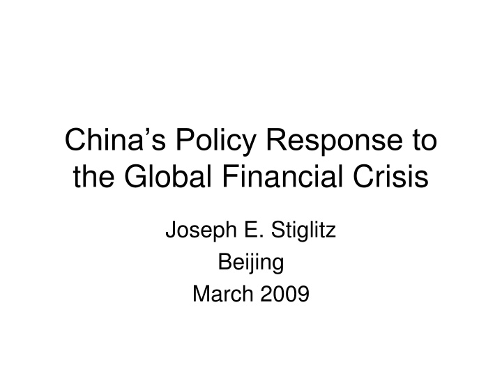 china s policy response to the global financial