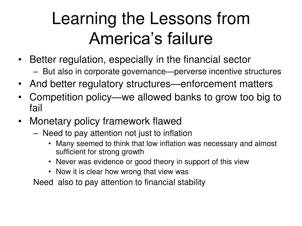 learning the lessons from america s failure