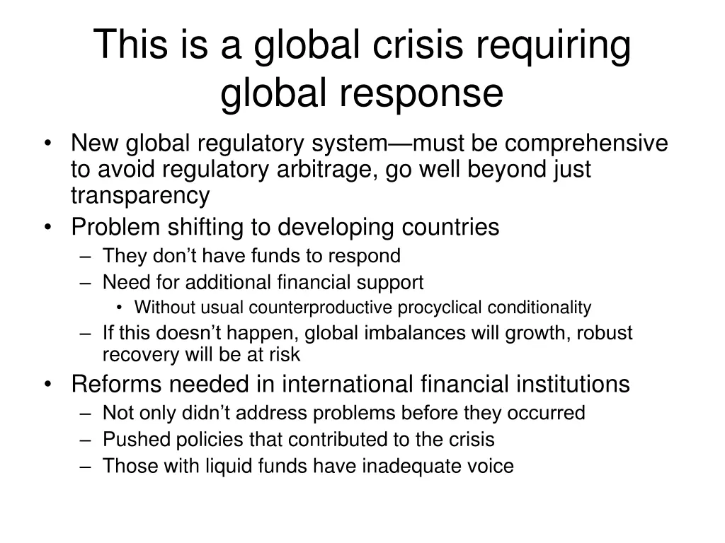 this is a global crisis requiring global response