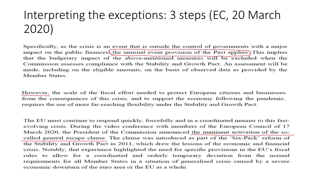 interpreting the exceptions 3 steps ec 20 march