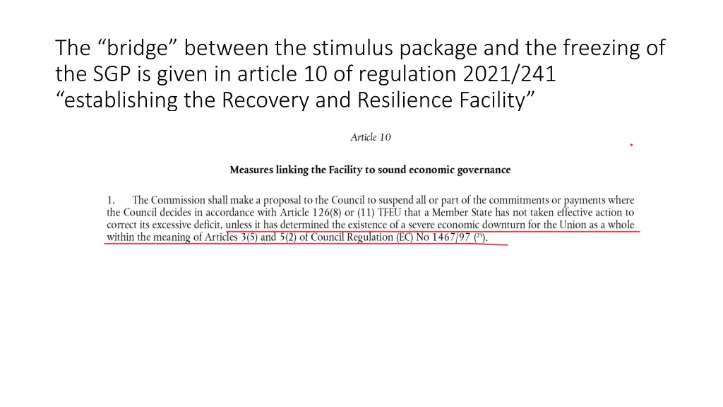 the bridge between the stimulus package