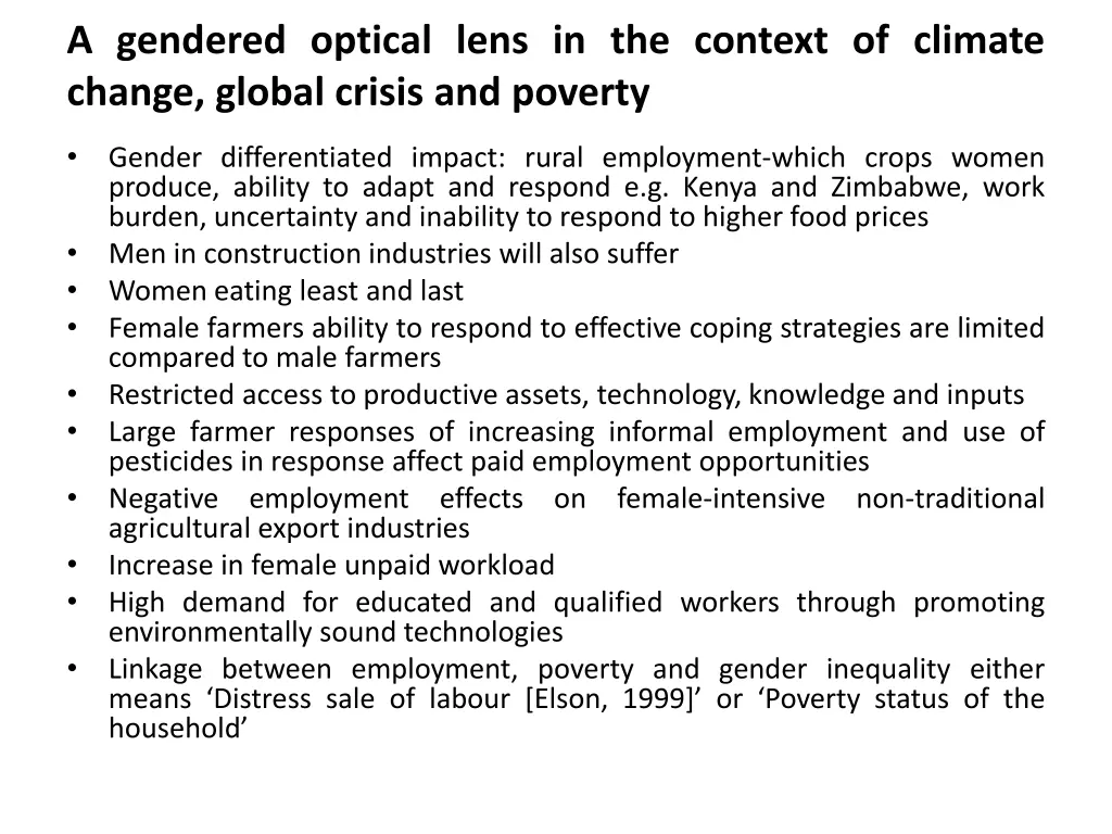 a gendered optical lens in the context of climate