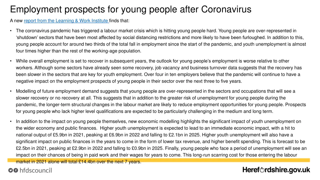 employment prospects for young people after