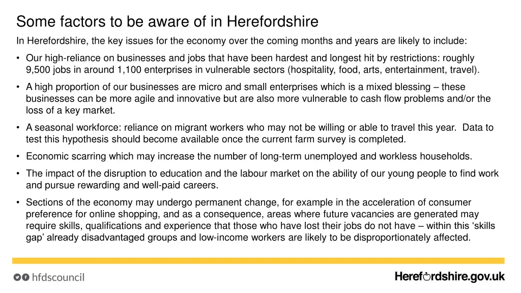 some factors to be aware of in herefordshire