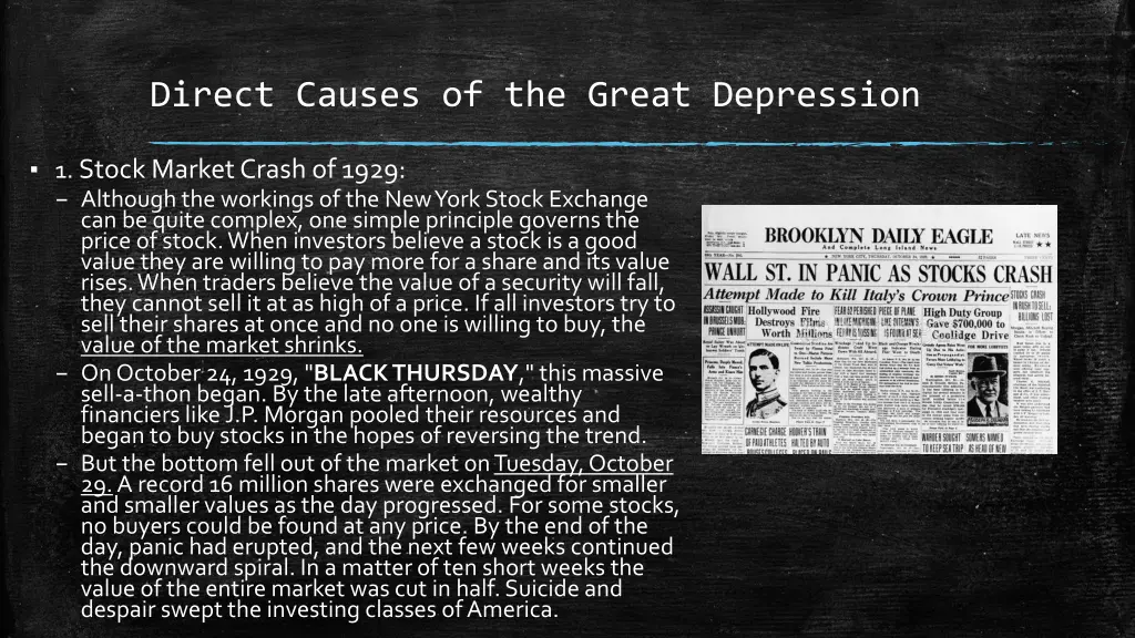 direct causes of the great depression