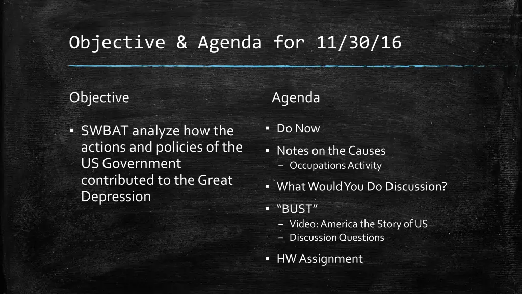 objective agenda for 11 30 16