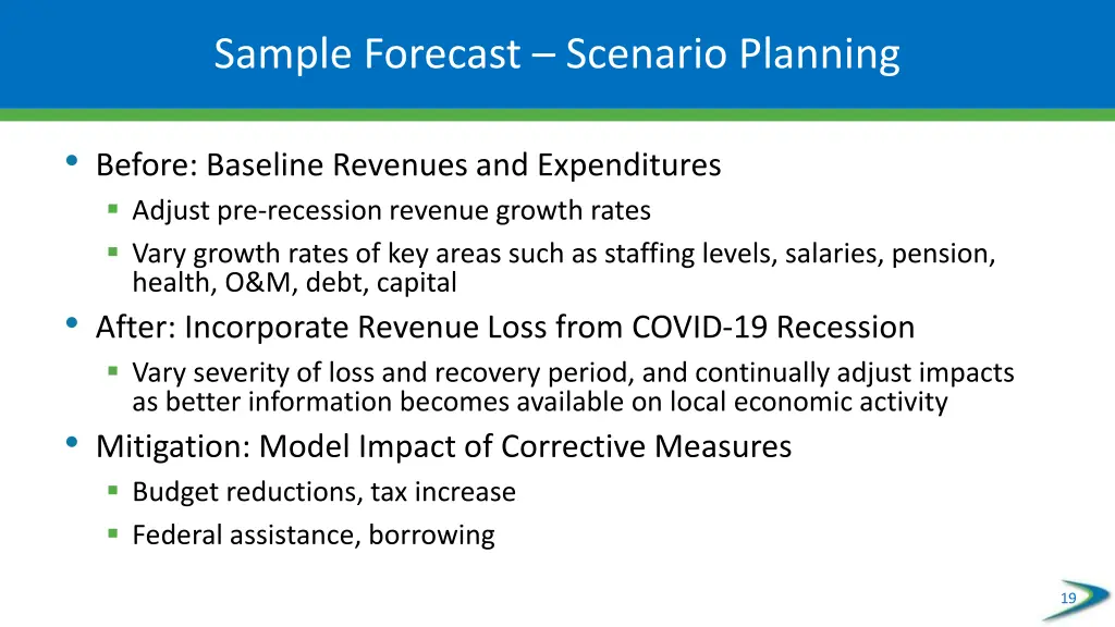 sample forecast scenario planning