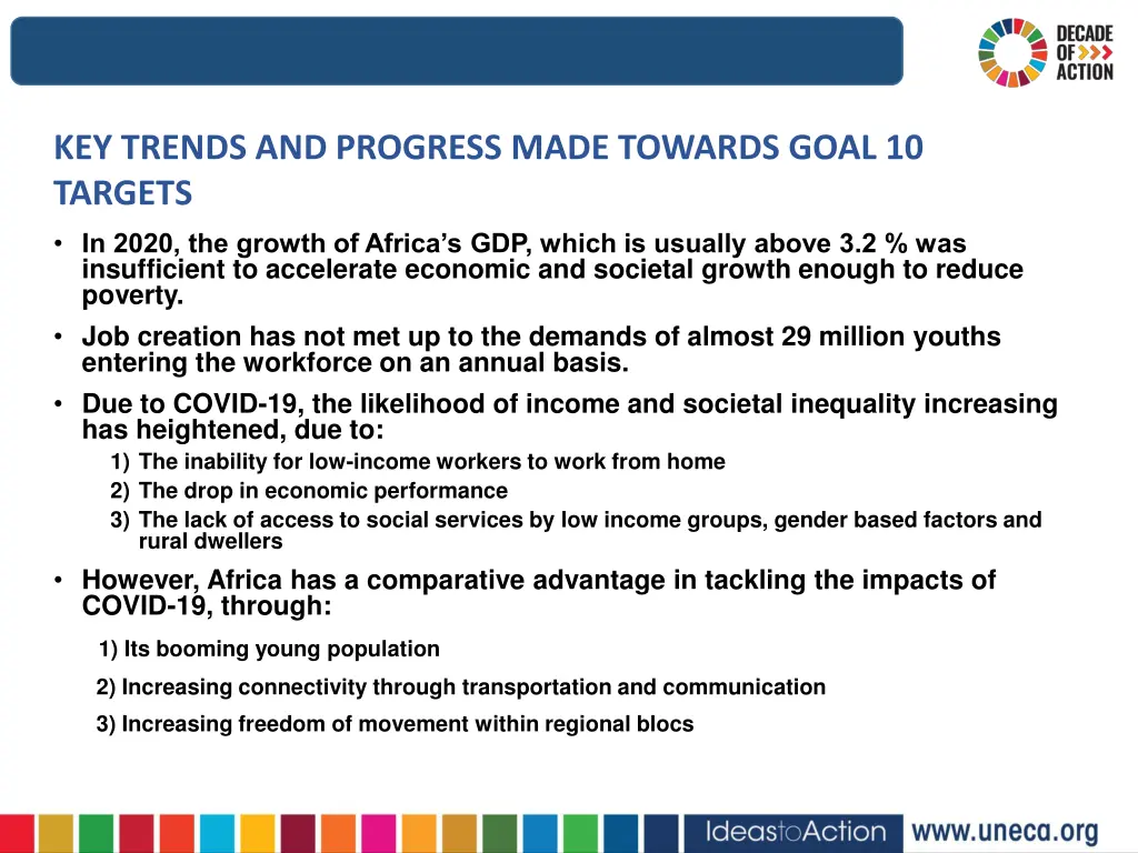 key trends and progress made towards goal