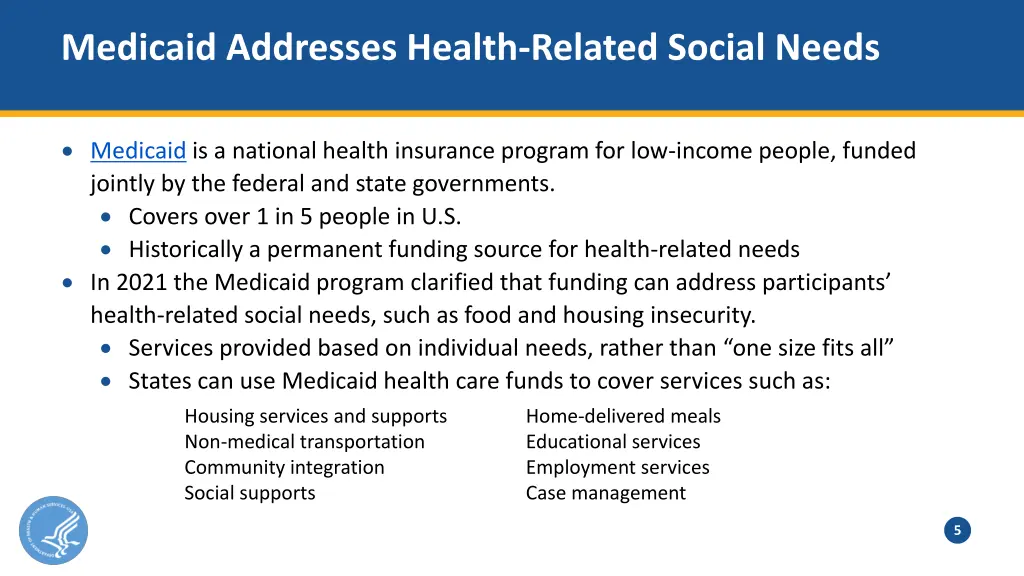 medicaid addresses health related social needs