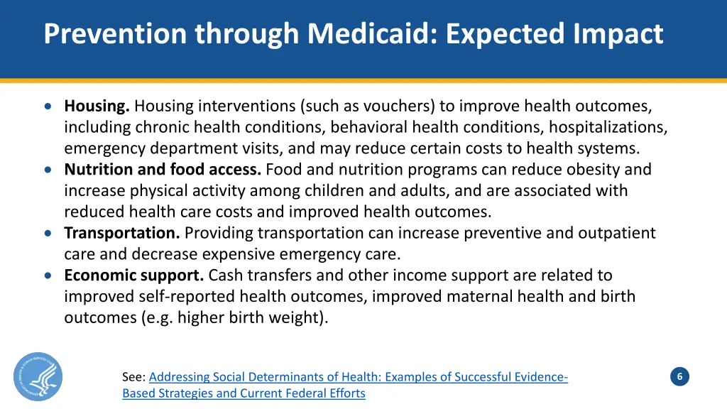 prevention through medicaid expected impact