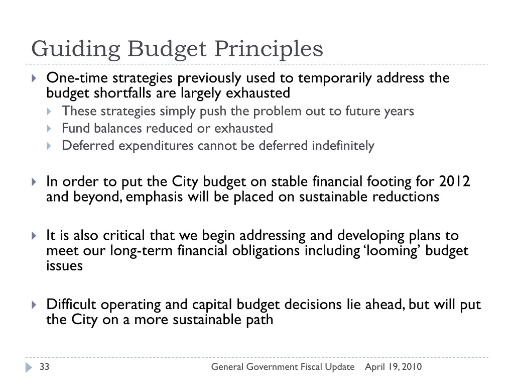 guiding budget principles