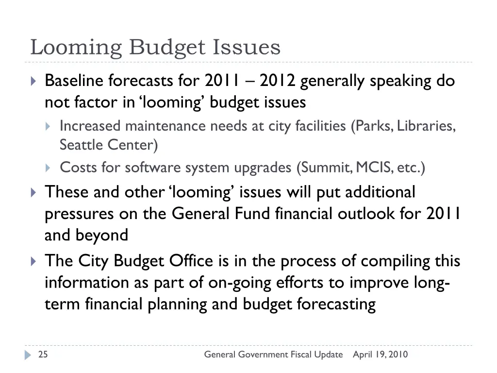 looming budget issues