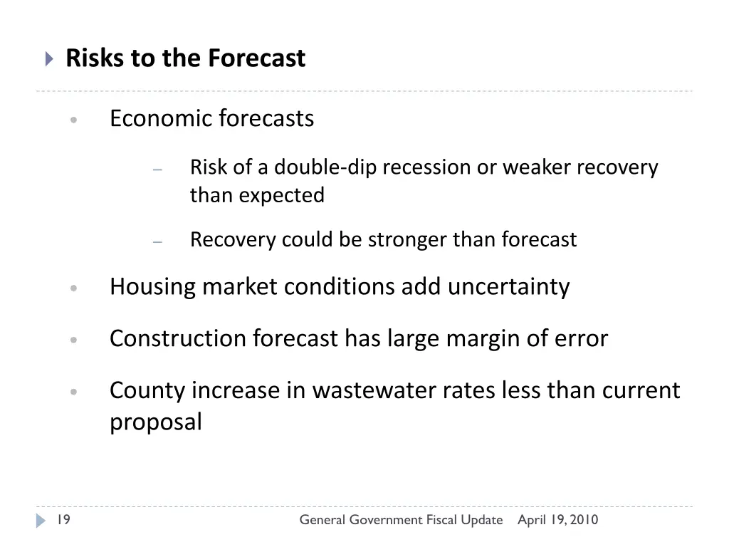 risks to the forecast