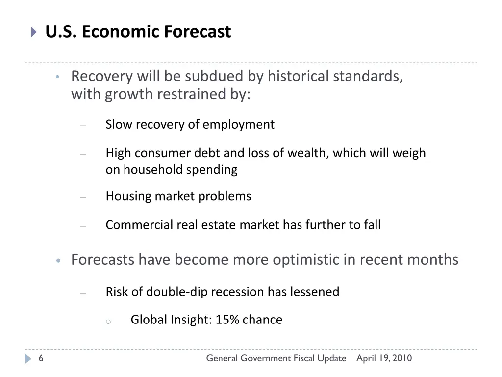 u s economic forecast