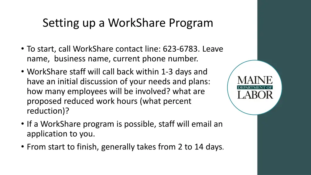 setting up a workshare program