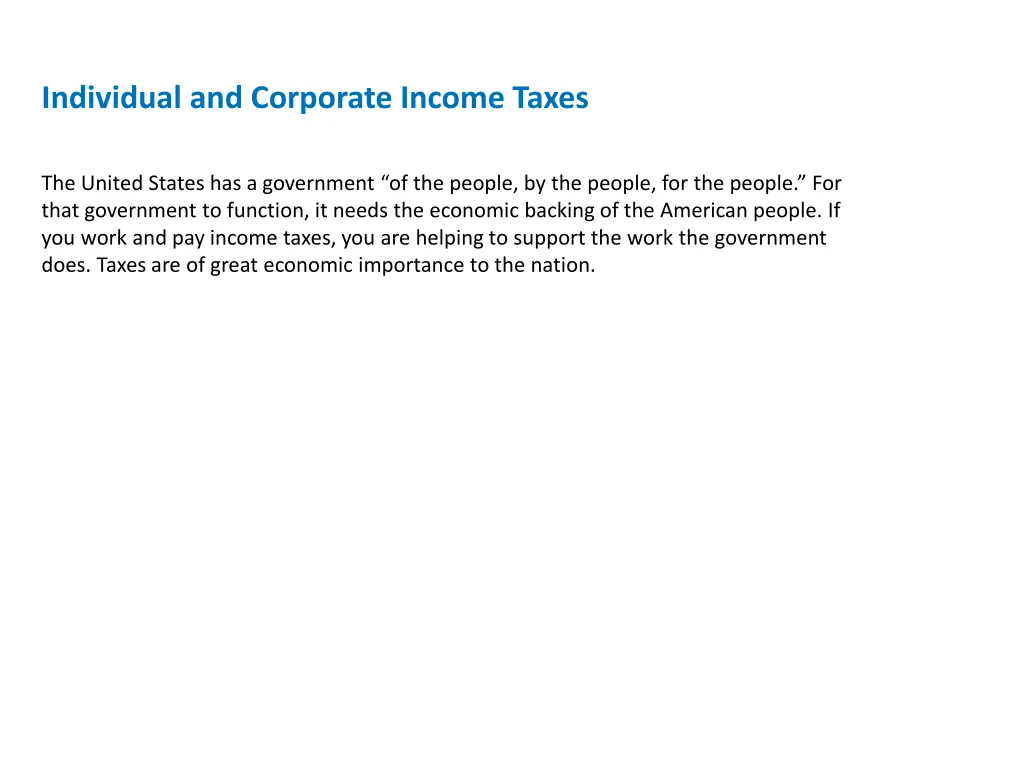 individual and corporate income taxes