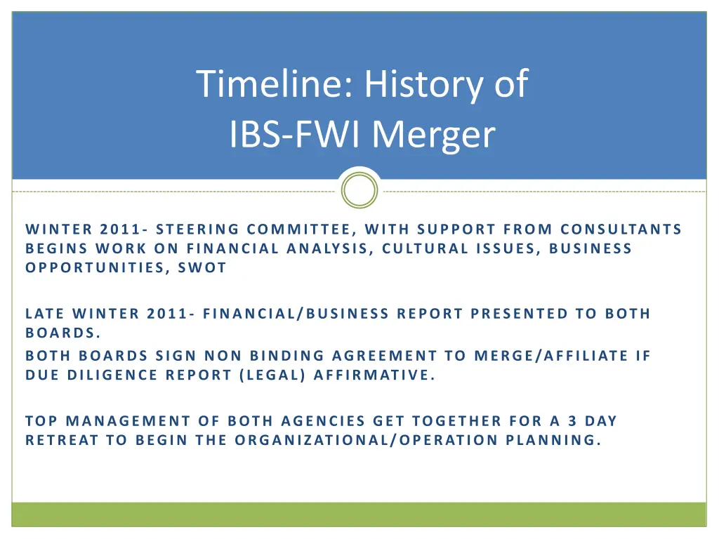 timeline history of ibs fwi merger 3